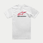 Alpinestars Always 2.0 CSF Tee, Short Sleeve T-Shirt, White, Red Star Logo and Black Alpinestars Text, Casual Motorsport Streetwear