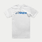 Alpinestars Blaze 2.0 CSF Tee, Short Sleeve T-Shirt, White, Navy Blue Astars Logo, Casual Motorsport Streetwear
