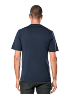 Alpinestars Blaze 2.0 CSF Tee, Short Sleeve T-Shirt, Navy, back view on model, casual motorsport-inspired streetwear
