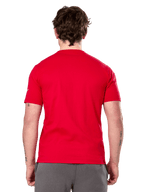 Alpinestars Linear Wordmark 2.0 CSF Tee, Short Sleeve T-Shirt, Red, back view, plain red with small white logo on sleeve, casual motorsport-inspired design