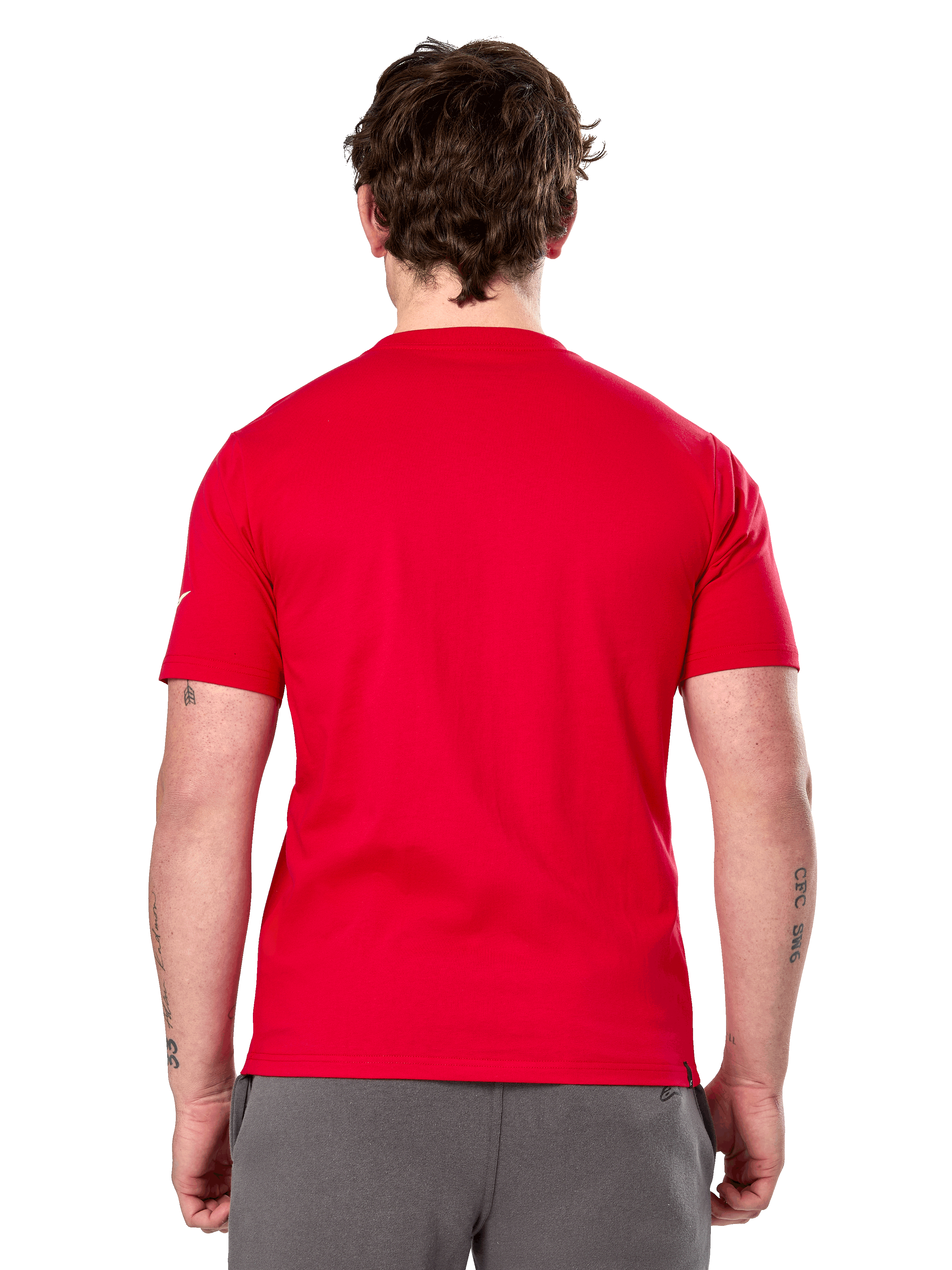 Alpinestars Linear Wordmark 2.0 CSF Tee, Short Sleeve T-Shirt, Red, back view, plain red with small white logo on sleeve, casual motorsport-inspired design