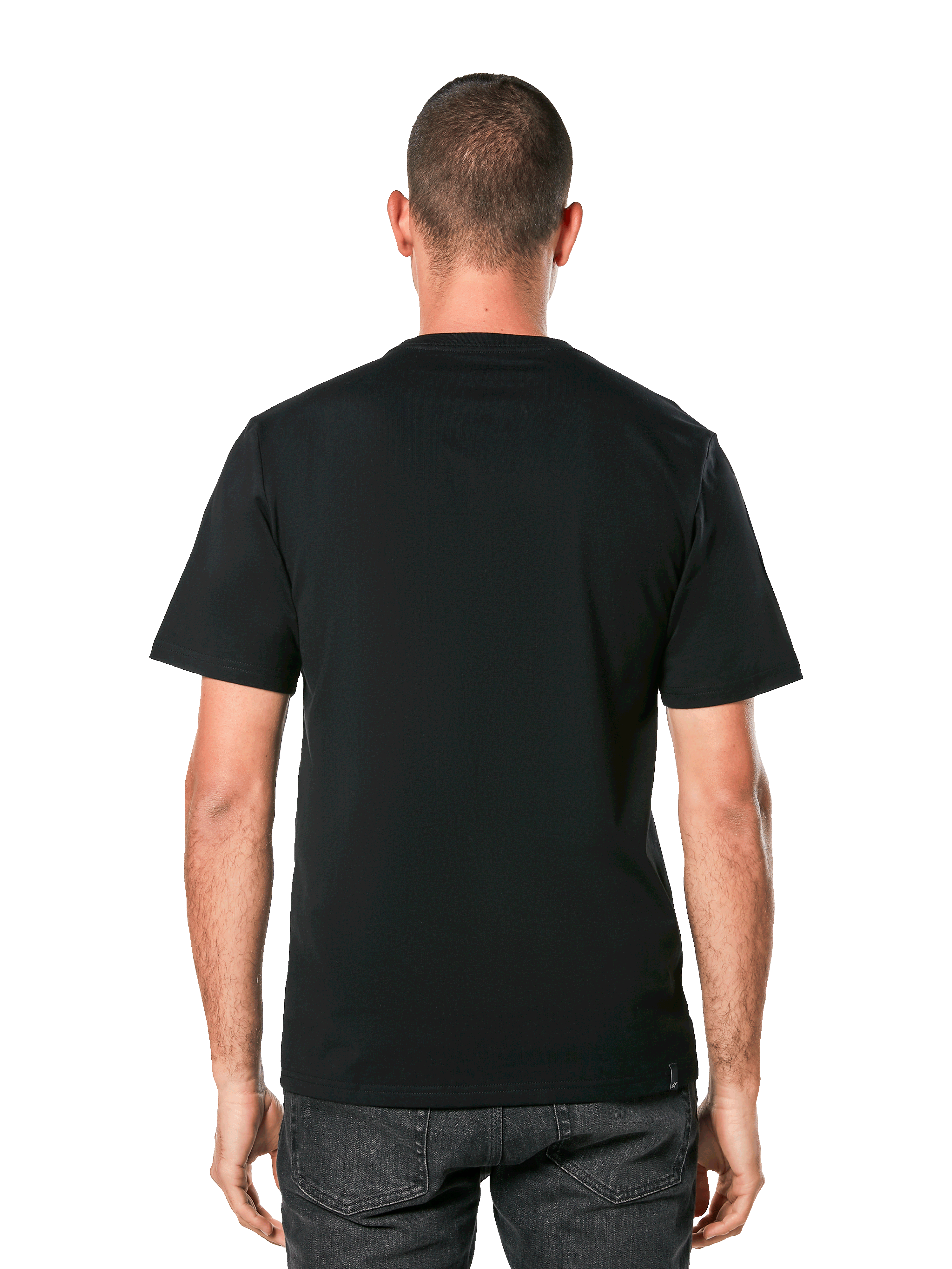 Alpinestars MX Helmet CSF Tee, Short Sleeve T-Shirt, Black, Rear view on model, Casual Motorsport Streetwear
