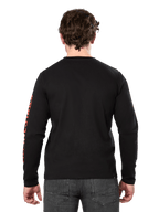 Alpinestars Committed CSF Tee, Long Sleeve T-Shirt, Black, Back view showing red Alpinestars sleeve branding, Casual Motorsport Streetwear