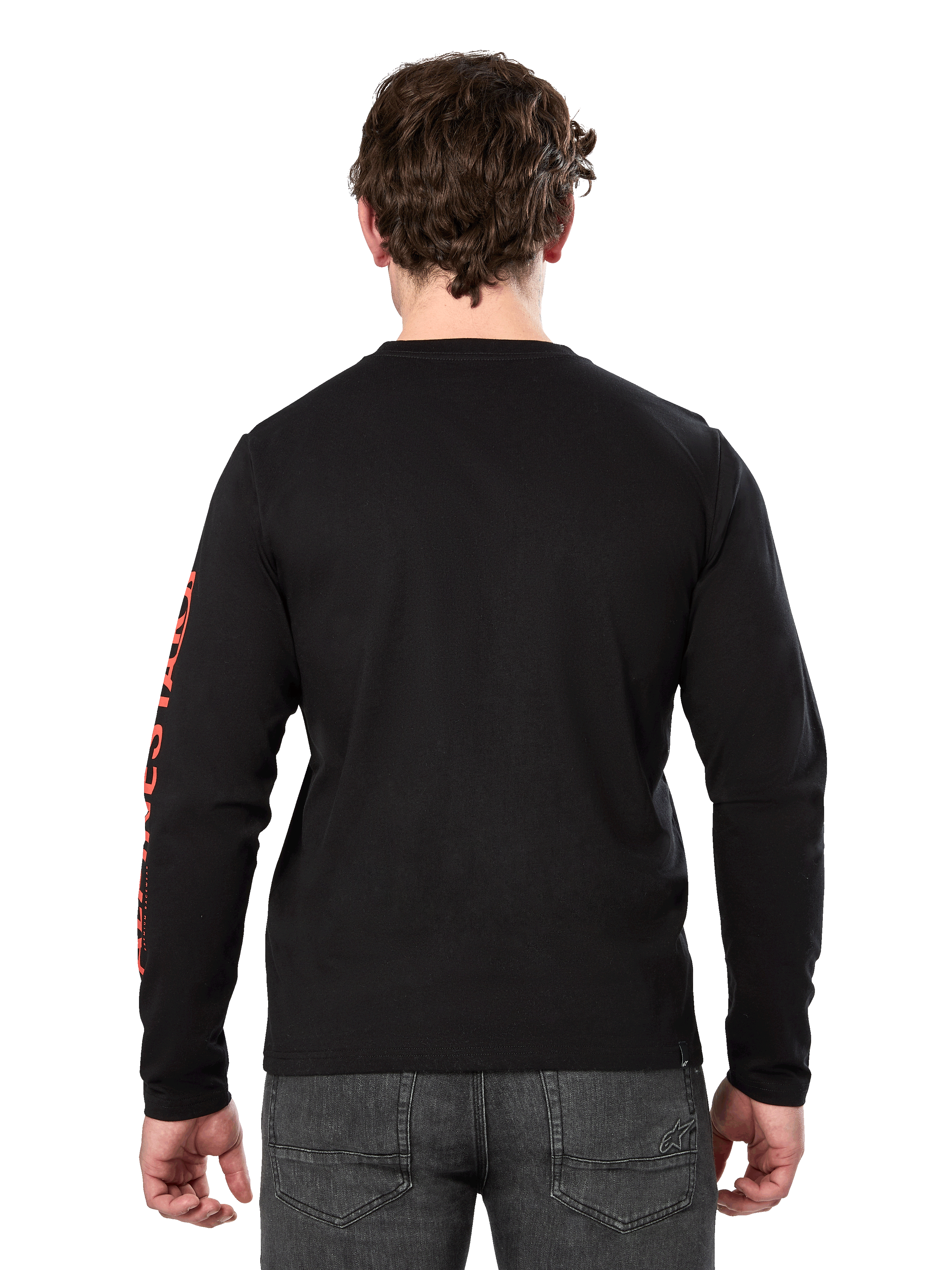 Alpinestars Committed CSF Tee, Long Sleeve T-Shirt, Black, Back view showing red Alpinestars sleeve branding, Casual Motorsport Streetwear