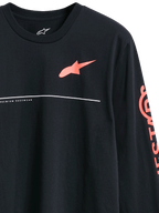 Alpinestars Committed CSF Tee, Long Sleeve T-Shirt, Black, Red Astars Chest Logo and Sleeve Branding, featuring 'Premium Racewear' text and white horizontal line detail, Casual Motorsport Sportswear
