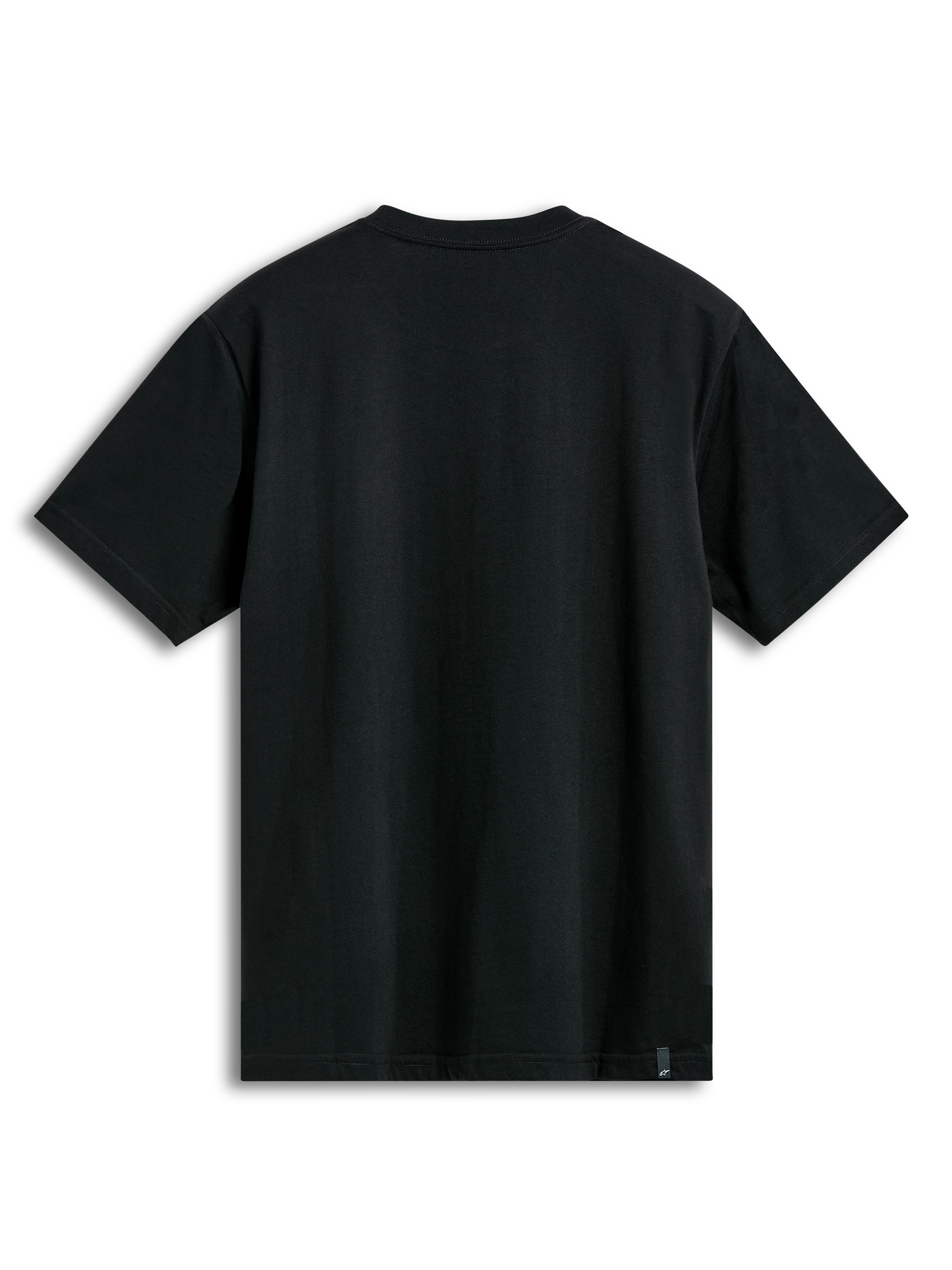 Alpinestars Cereal CSF Tee, Short Sleeve T-Shirt, Black, Back View, Plain design with small external brand label at the hem, Casual Motorsport Streetwear