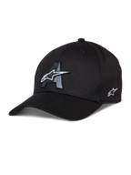 Alpinestars Elemental Hat, Black Baseball Cap with Gray A Logo and White Star 3D Embroidery, Curved Brim, Structured Crown, Six-Panel Construction with Ventilation Holes