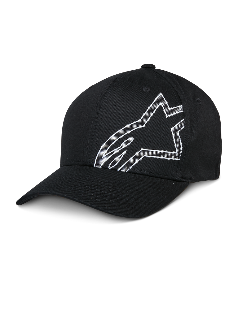 Alpinestars Share Hat, Black Baseball Cap, White Outlined Astars Logo, Curved Brim, Structured Crown, Casual Sportswear