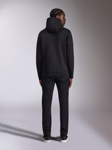 Alpinestars Pulse Hoodie, casual streetwear, back view of solid black pullover fleece with hood, rib cuffs and hem, modern motorsport-inspired design