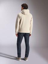 Alpinestars Pulse Hoodie, Off White, back view of a man wearing a casual pullover fleece hoodie with dark jeans and sneakers, modern sportswear design