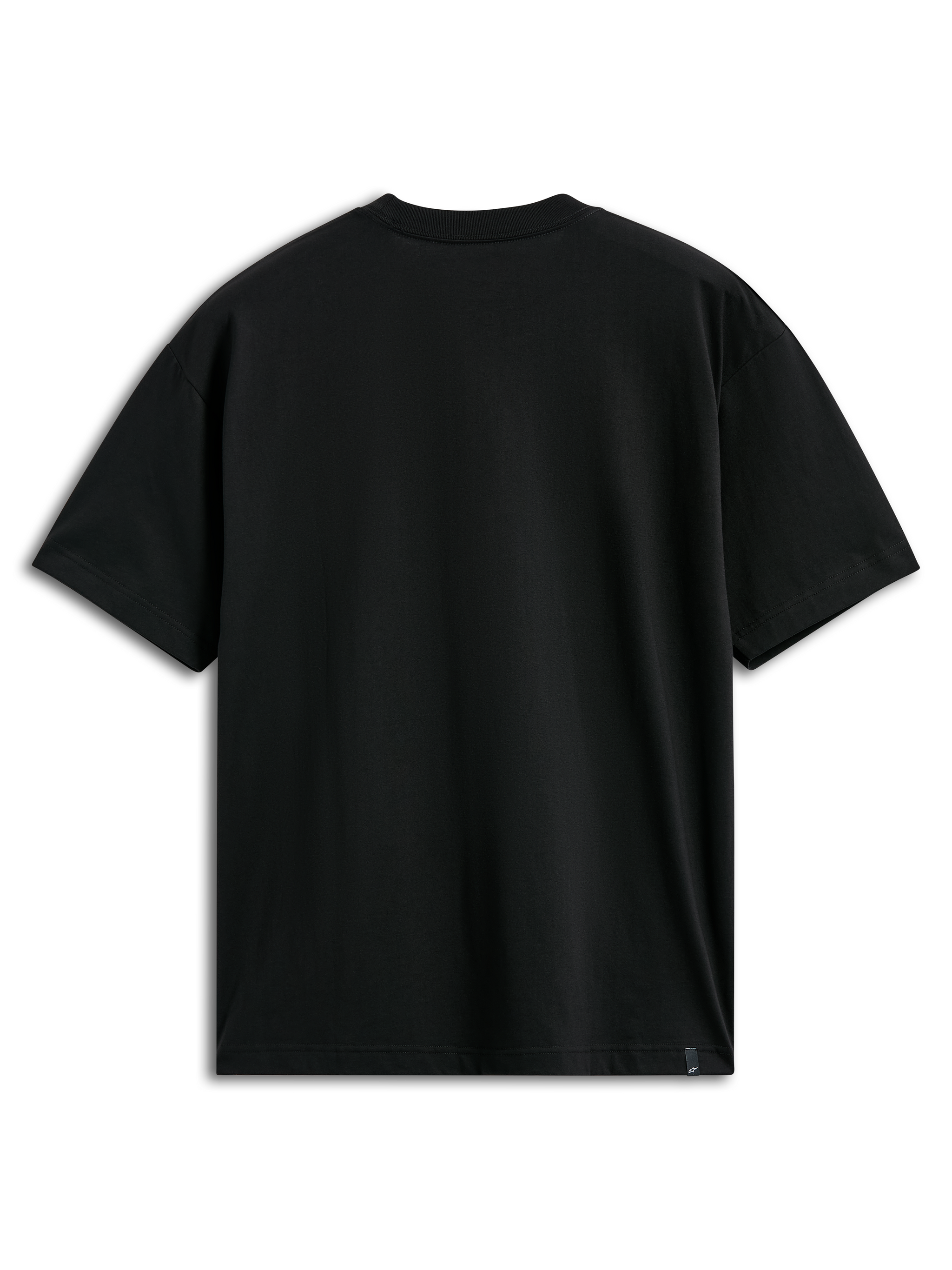 Alpinestars Authority CSF Tee, Short Sleeve T-Shirt, Black, Back View, Plain with Small Hem Label, Casual Motorsport Streetwear
