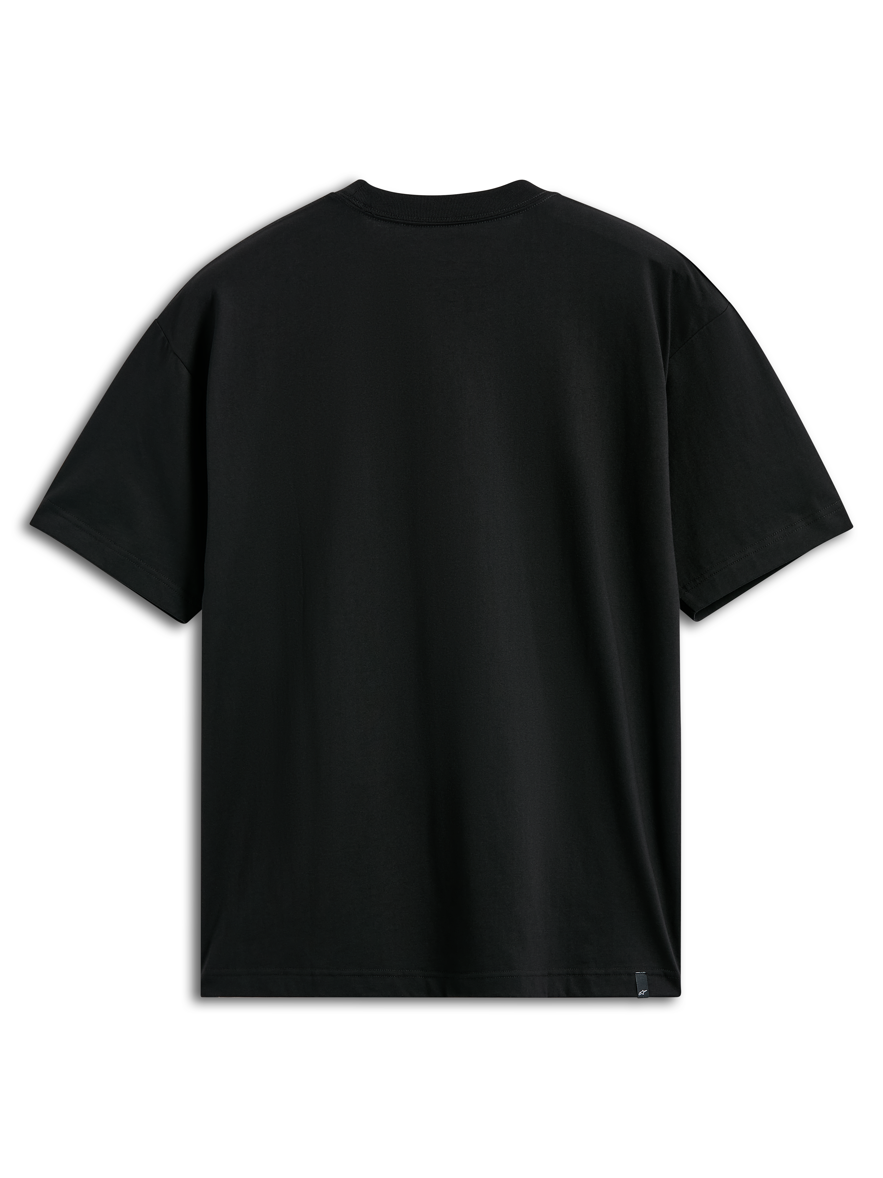 Alpinestars Authority CSF Tee, Short Sleeve T-Shirt, Black, Back View, Plain with Small Hem Label, Casual Motorsport Streetwear