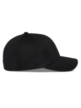 Alpinestars Pivot Hat, Black, side profile view of a structured baseball cap with a curved bill, twill fabric, casual motorsport-inspired headwear