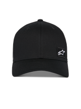 Alpinestars Pivot Hat, Black Baseball Cap, curved bill with structured crown, small white Astars star logo on a black embroidered patch, casual motorsport-inspired sportswear