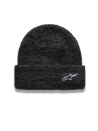 Alpinestars Unload Rib Cuff Beanie, charcoal melange gray knit sportswear hat featuring a white Astar logo patch.