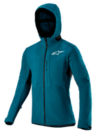 Alpinestars Nevada 2 Thermal Jacket, Men's Dark Teal MTB softshell with windproof membrane, fleece lining, and storm hood.