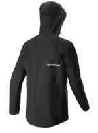 Alpinestars Sierra Waterproof Jacket, Men's MTB Cycling Jacket, Charcoal Gray, Rear View showing Helmet-Compatible Storm Hood.