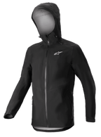 Alpinestars Sierra Waterproof Jacket, Charcoal Gray men's MTB cycling shell with helmet-compatible hood and taped seams.