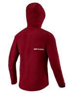 Alpinestars Sierra Waterproof Jacket, Men's MTB, Barolo Red, featuring helmet-compatible storm hood and extended rear hem.