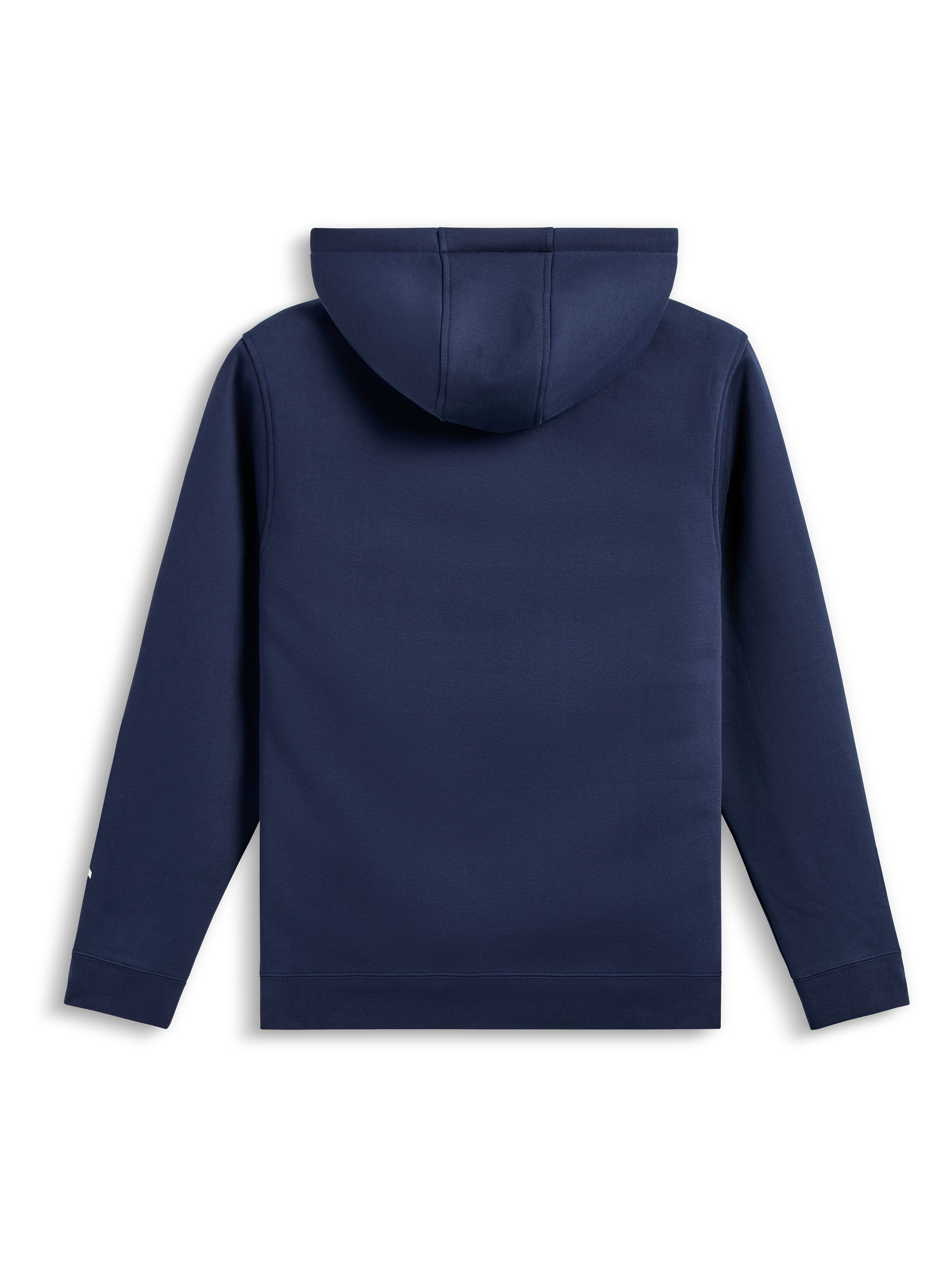 Alpinestars Harken Hoodie, back view, navy blue, pullover fleece with long sleeves and ribbed cuffs, self-lined hood, casual motorsport-inspired streetwear
