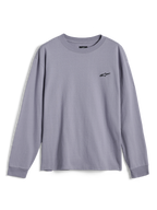 Alpinestars Essentials Ageless LS Tee, Long Sleeve T-Shirt, Silver, featuring a small black Alpinestars logo on the chest, relaxed fit, casual motorsport streetwear