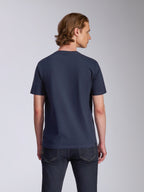 Alpinestars Collared CSF Tee, Short Sleeve T-Shirt, Navy, Back view, worn by model with dark jeans, casual performance sportswear