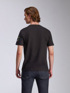 Alpinestars Entitled CSF Tee, Short Sleeve T-Shirt, Black, Back view on model, small white and green logo on sleeve, casual motorsport-inspired streetwear