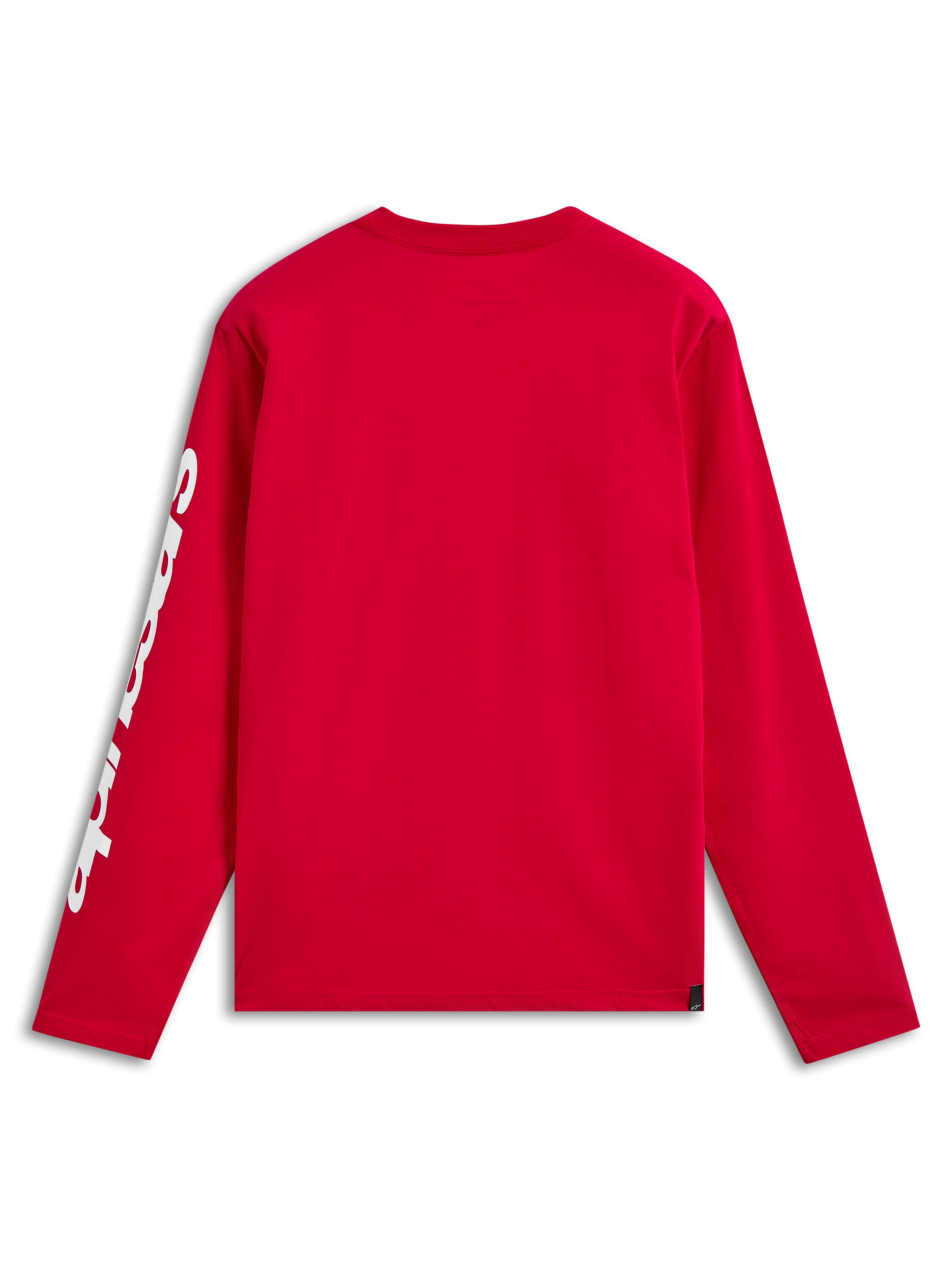 Alpinestars Trackside CSF Tee, Long Sleeve T-Shirt, Red, Back view showing white branding on the sleeve, casual motorsport-inspired streetwear