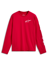 Alpinestars Trackside CSF Tee, Long Sleeve T-Shirt, Red with White Front Ride 4.0 Logo on chest and white branding on sleeve, Casual Motorsport Sportswear