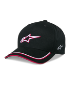 Alpinestars Ascension Snapback Hat, Black Baseball Cap with White and Red 3D Embroidered Star Logo, Curved Brim with Red and White Piping, Structured Crown, Casual Motorsport Headwear