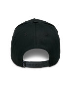 Alpinestars Ageless Snapback Hat, Back View, Black, Adjustable snapback closure, features small white Astars logo on tag, Cotton twill fabric, Casual motorsport-inspired headwear