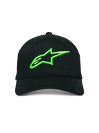 Alpinestars Ageless Snapback Hat, Black with Lime Green 3D Embroidered Star Logo, Curved Bill, Structured Crown, Casual Sportswear Headwear
