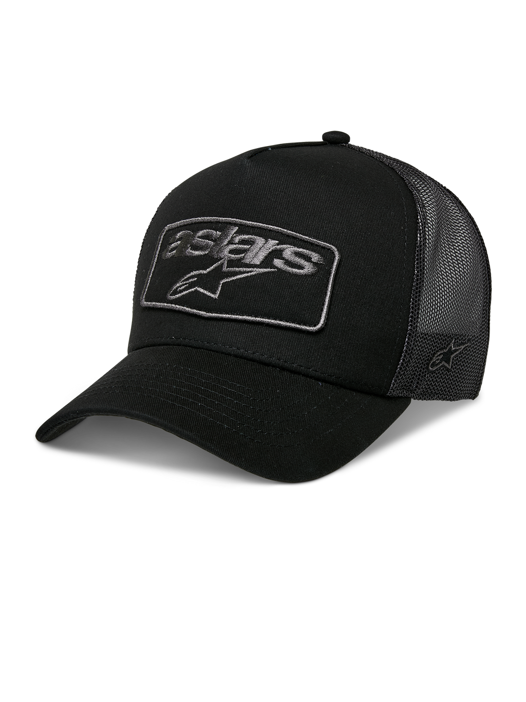 Alpinestars Focus Trucker Hat, Black Mesh Baseball Cap, Curved Brim with Astars Star Logo Patch, Snapback Adjustable Fit, Breathable Mesh Panels