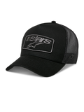 Alpinestars Focus Trucker Hat, Black Mesh Baseball Cap, Curved Brim with Astars Star Logo Patch, Snapback Adjustable Fit, Breathable Mesh Panels