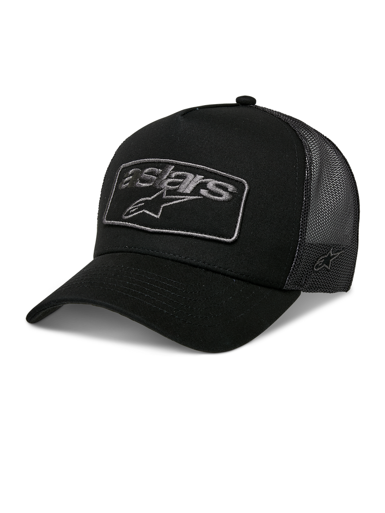 Alpinestars Focus Trucker Hat, Black Mesh Baseball Cap, Curved Brim with Astars Star Logo Patch, Snapback Adjustable Fit, Breathable Mesh Panels
