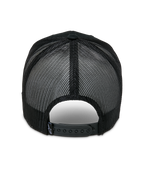 Alpinestars Booted Trucker Hat, rear view, black poly mesh back for ventilation, adjustable snapback closure with small logo detail, casual motorsport-inspired headwear