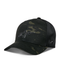 Recon Camo Trucker Hat, Alpinestars Unisex Baseball Cap, Dark Green Camouflage Front Panel with Black Mesh Back, Curved Brim, White Embroidered Logo, Ventilated Design