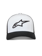 Alpinestars Ageless Snapback Hat, Sportswear Cap, White and Black, 3D Embroidered Logo, Mesh Back, Curved Bill