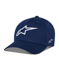 Alpinestars Ageless Multi Hat, Navy Blue Baseball Cap, White 3D Star Logo on front, Embroidered side logo, Curved bill, Casual Sportswear Lifestyle Headwear