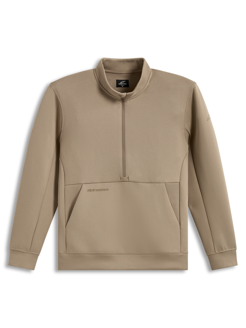 Alpinestars Apera Half-Zip Sweatshirt, Sportswear Pullover, Sand, Fleece Material with Kangaroo Pocket and Tonal Logos