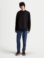 Alpinestars Camino Textured Oversized Hoodie, Men's Sportswear Lifestyle Hoodie, Off Black, Textured Knit Twill Fleece with High Collar, Kangaroo Pocket, and Embroidered Branding, Relaxed Silhouette.