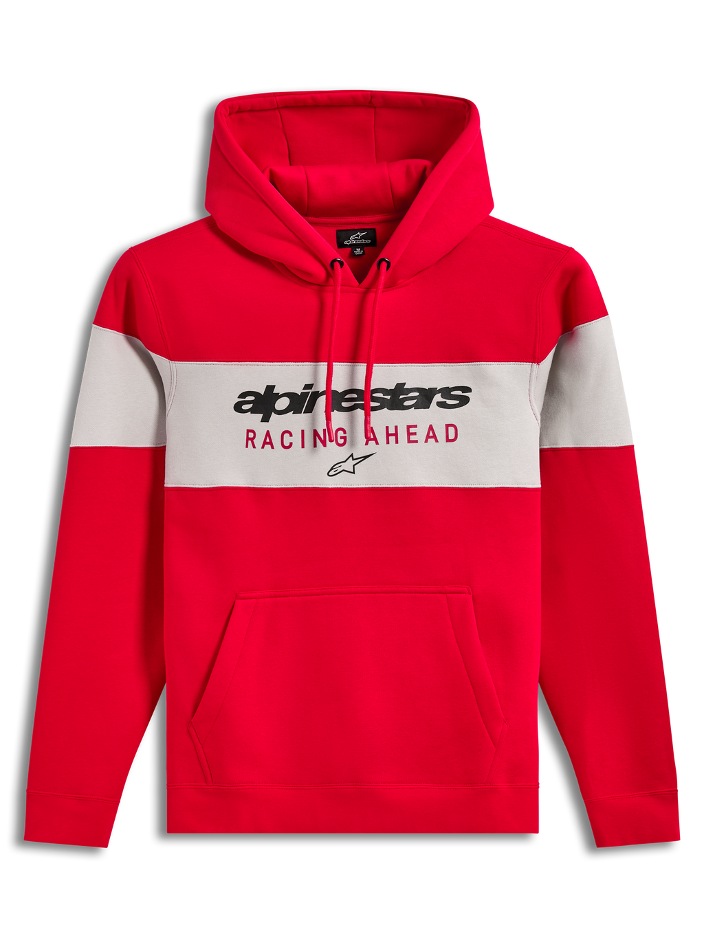Alpinestars Cubic Hoodie, Sportswear Pullover, Unisex, Red and Grey, color-blocked cotton-polyester fleece with chest logo.