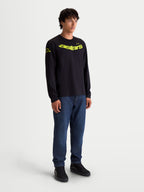 Alpinestars Velocifier CSF Tee, Long Sleeve Sportswear T-Shirt, Black and Yellow, featuring Curved Astars Front Graphic and Shoulder Logos, Men's Casual Motorsport-Inspired Apparel.