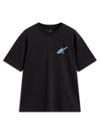 Alpinestars Ghost Oversized CSF Tee, black short sleeve sportswear t-shirt with a light blue front logo.