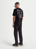 Alpinestars Checkback Oversized CSF Tee, Men's Sportswear Short Sleeve T-Shirt, Black with bold back checker graphic and Astars logo, relaxed oversized fit, motorsport-inspired lifestyle apparel.