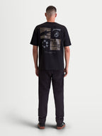 Alpinestars Checkback Oversized CSF Tee, Men's Sportswear Short Sleeve T-Shirt, Black, back view featuring a large grey checkerboard graphic with Astars logos, oversized casual fit.