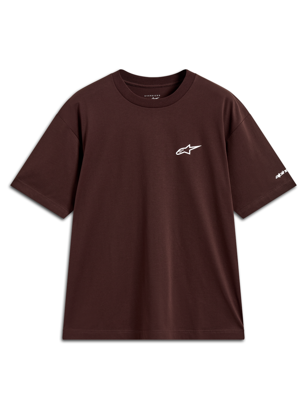 Alpinestars Mandate Oversized CSF Tee, brown short-sleeve sportswear t-shirt with a white Astars chest logo puff print.