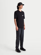 Alpinestars Meteor CSF Tee, Men's Short Sleeve Sportswear T-shirt, Black with White MX-inspired gradient logo, 60/40 cotton-poly blend, casual lifestyle and motorsport apparel.