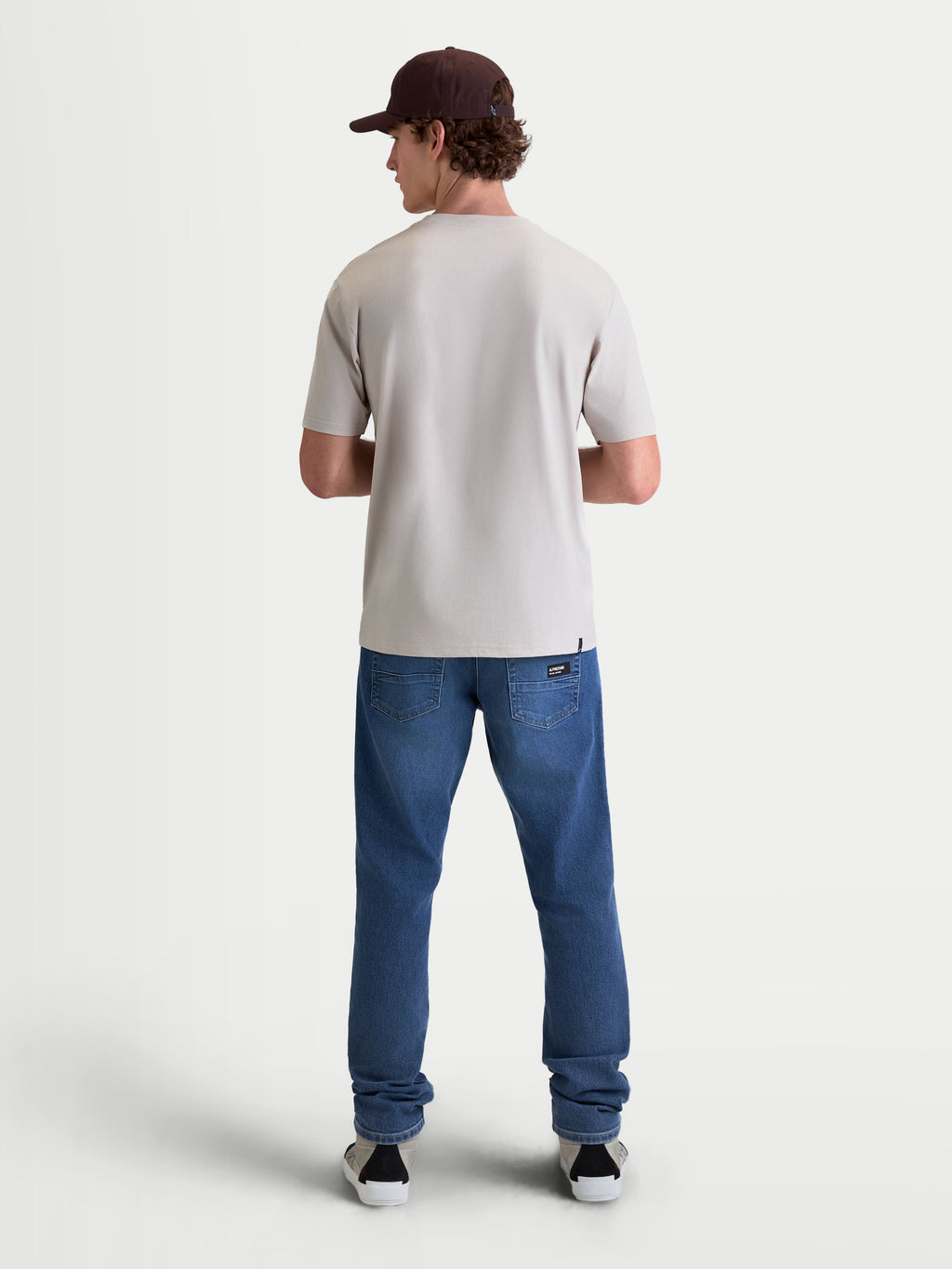 Alpinestars Elliptogrit CSF Tee, Men's Short Sleeve Sportswear T-Shirt in Cement Gray, back view on model, crafted from a premium cotton-poly blend for a casual motorsport-inspired look.