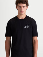 Alpinestars Combo Back CSF Tee, Men's and Women's Short Sleeve Sportswear T-Shirt, Black and White, featuring a small white Astars logo graphic on the chest, premium cotton-poly blend.